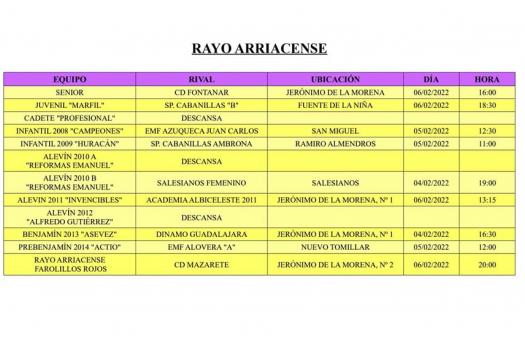 Partidos fin de semana.